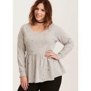 Torrid Destructed Babydoll Sweatshirt Size 0
